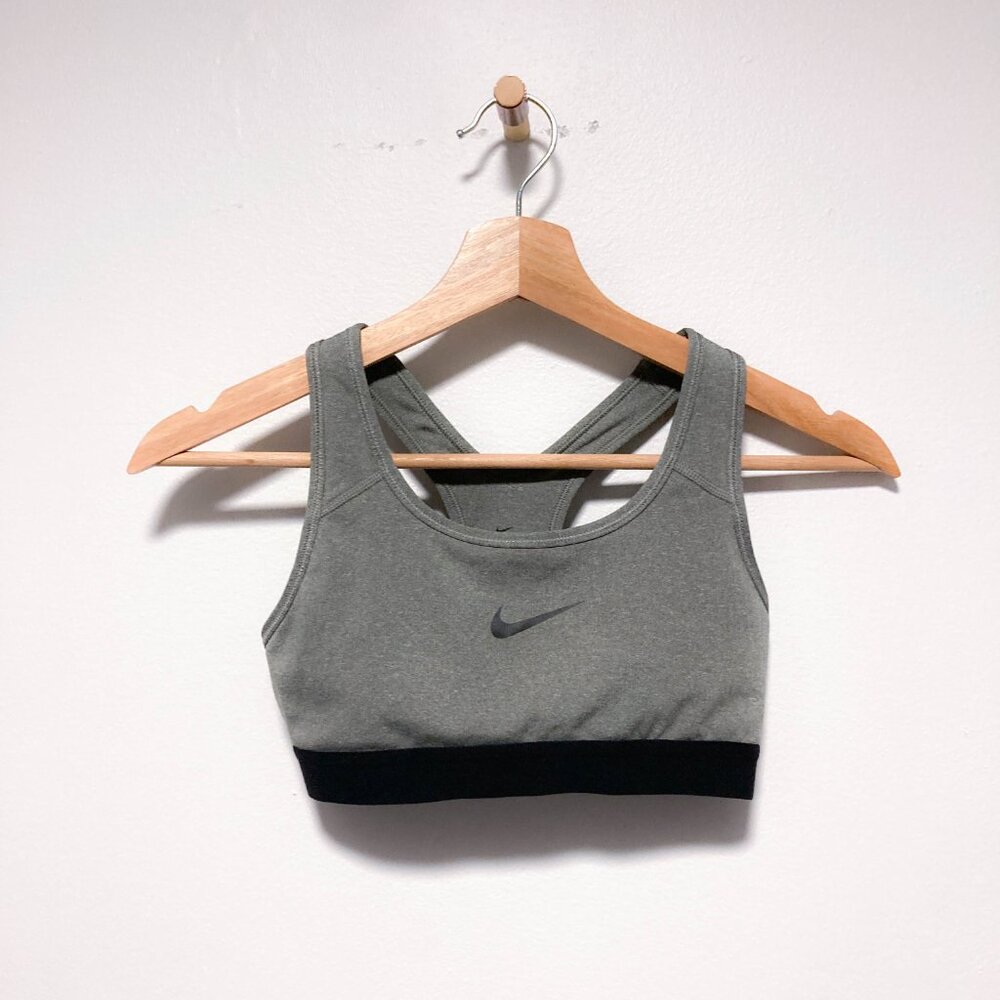 Nike classic grey / heather Sports Bra with black band